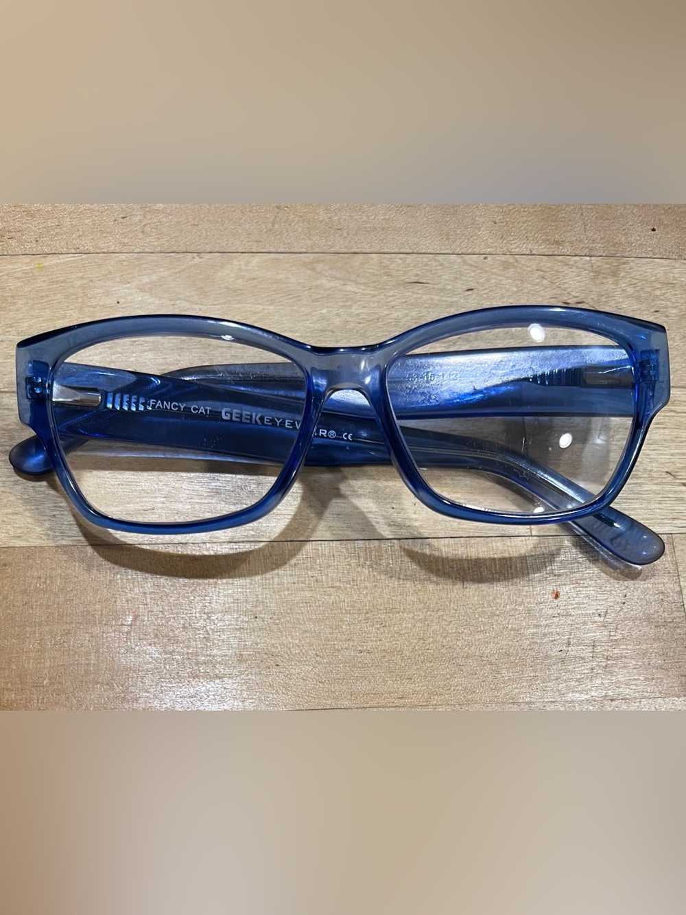 GEEK Eyewear "Fancy Cat" crystal blue frames for your prescription lens install